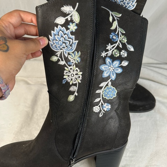 Luoika Women's Wide Width Cowboy Cowgirl Boots - Calf Pointed Toe Pump 11.5W - Picture 7 of 13